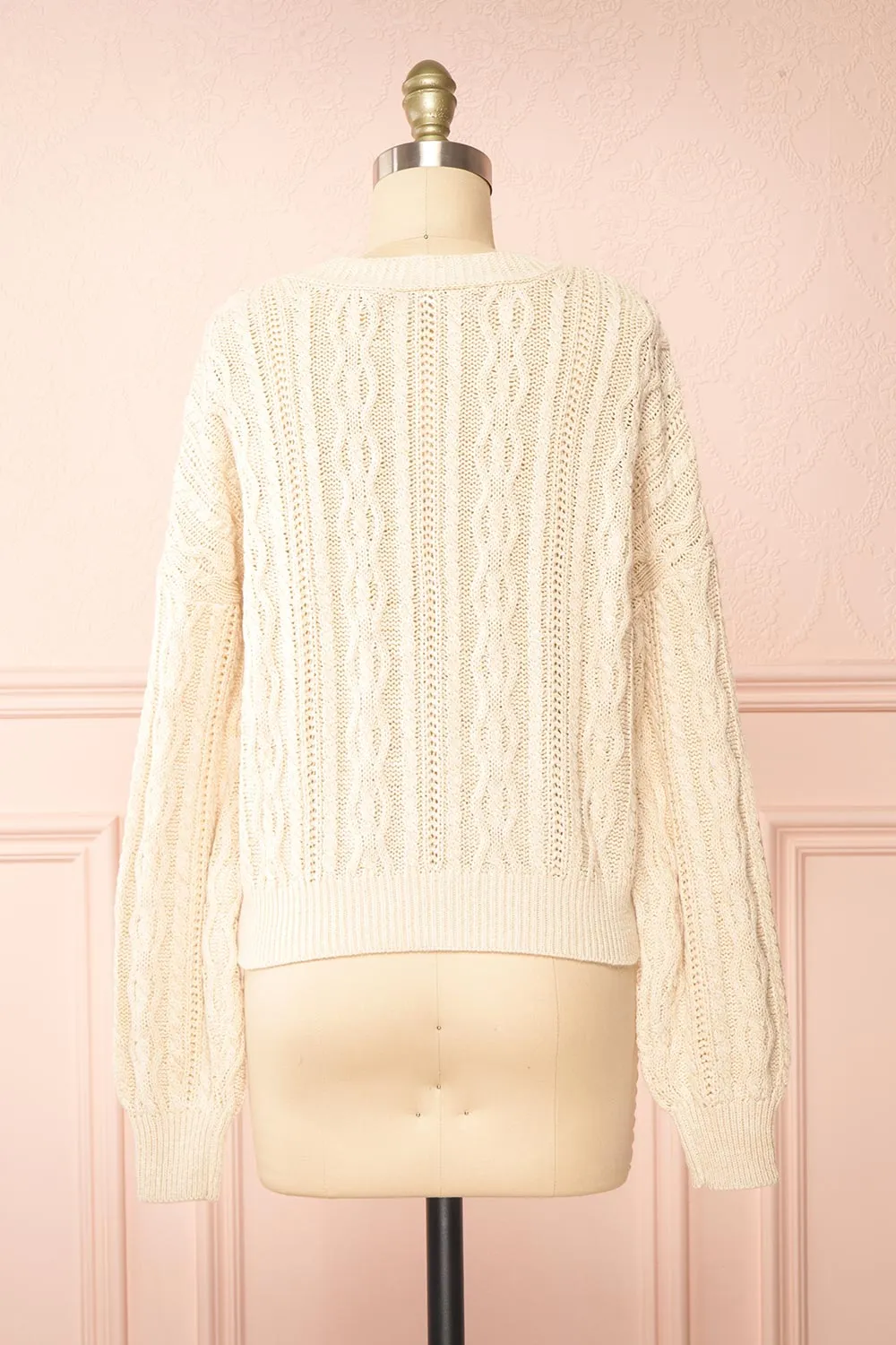 Akao Beige | Cable Knit Cardigan