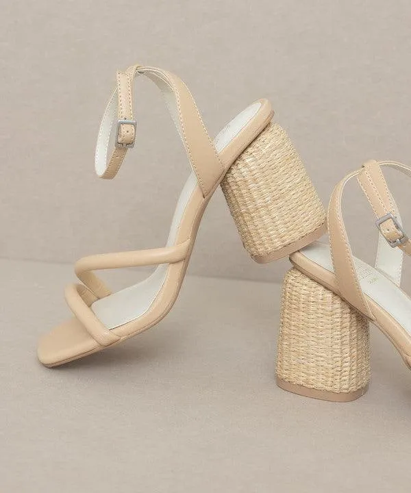 Alaia - Strappy Raffia Heel Sandal