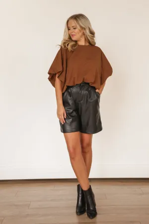 Balloon Crop Basic Tee (BROWN)