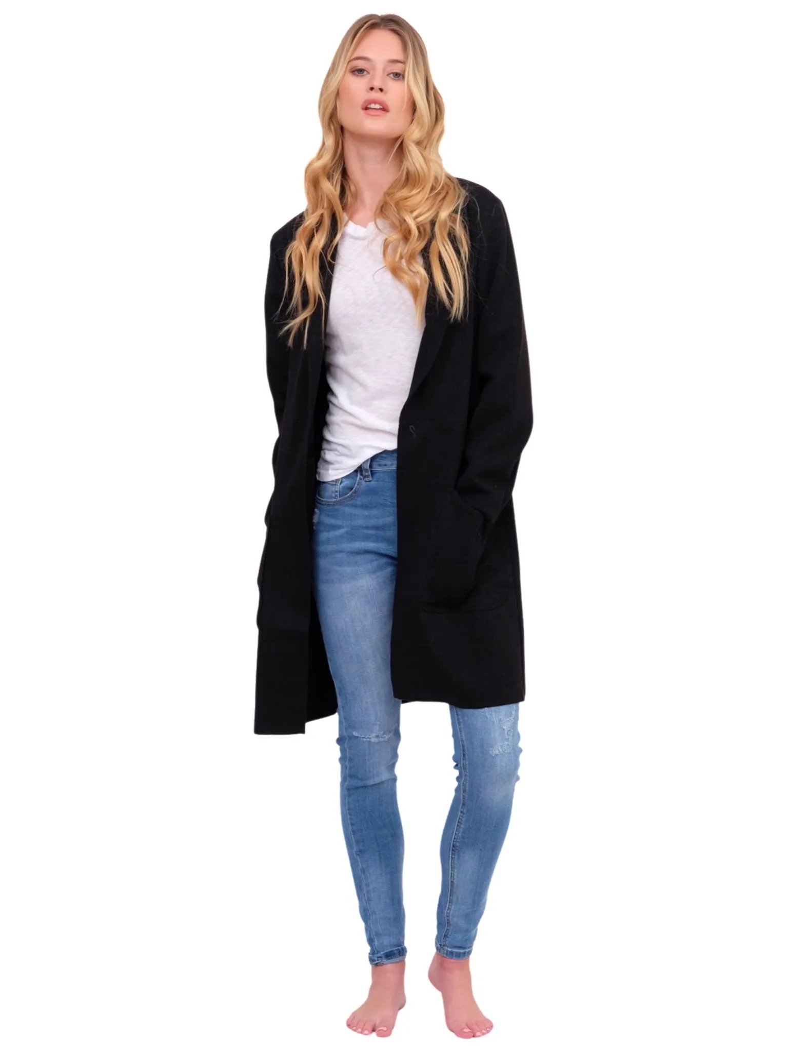 Black Open Front Coat