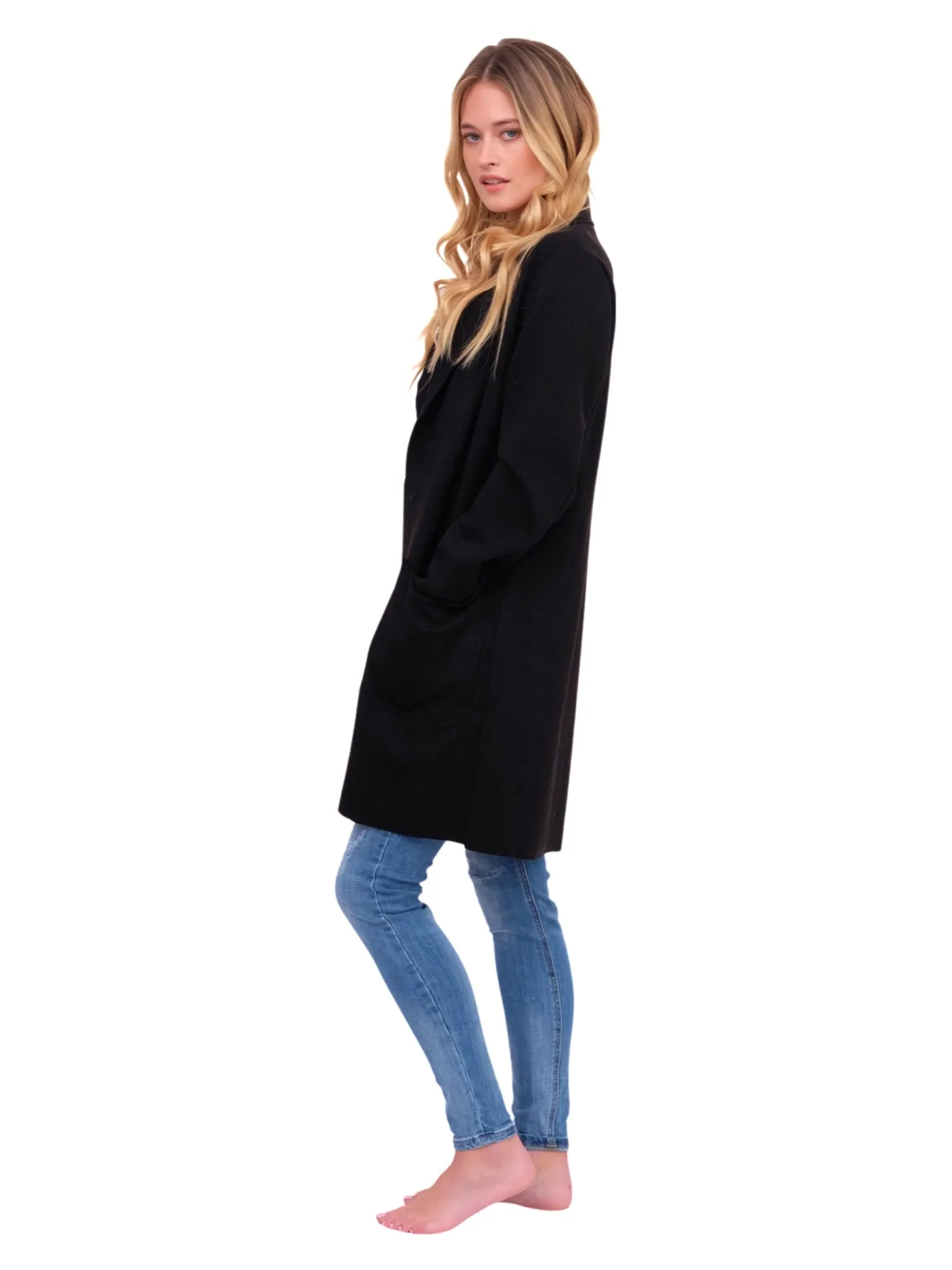 Black Open Front Coat