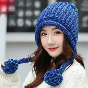 Cable Knit Peruvian Earflap Casual Warm Knitted Winter Beanie