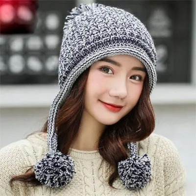 Cable Knit Peruvian Earflap Casual Warm Knitted Winter Beanie