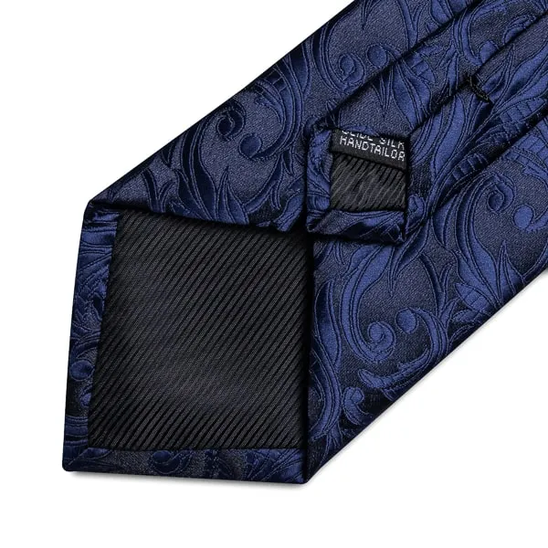 Classy Men Dark Blue Floral Silk Necktie