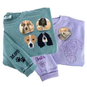 Comfort Color® Custom Embroidered Dog Outline Sweatshirt from Photo