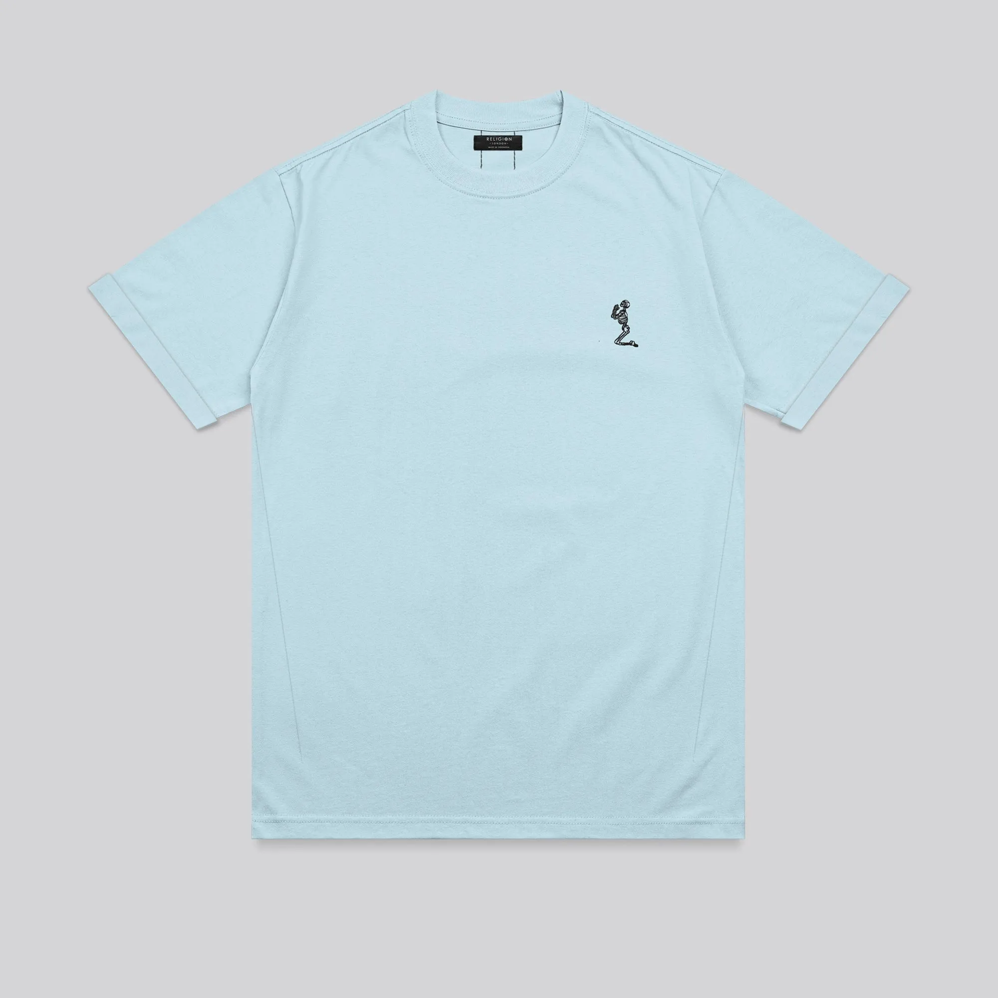 ESSENTIAL ROLLED CUFF T-SHIRT PALE BLUE