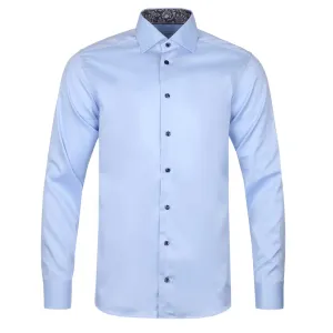 Eton Floral Trim Shirt in Sky Blue