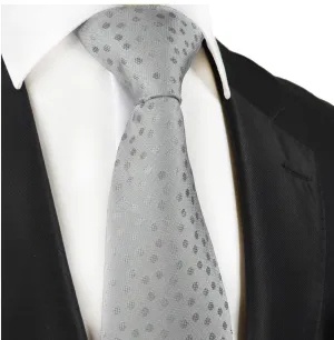 Grey Polka Dot Silk Necktie by Paul Malone