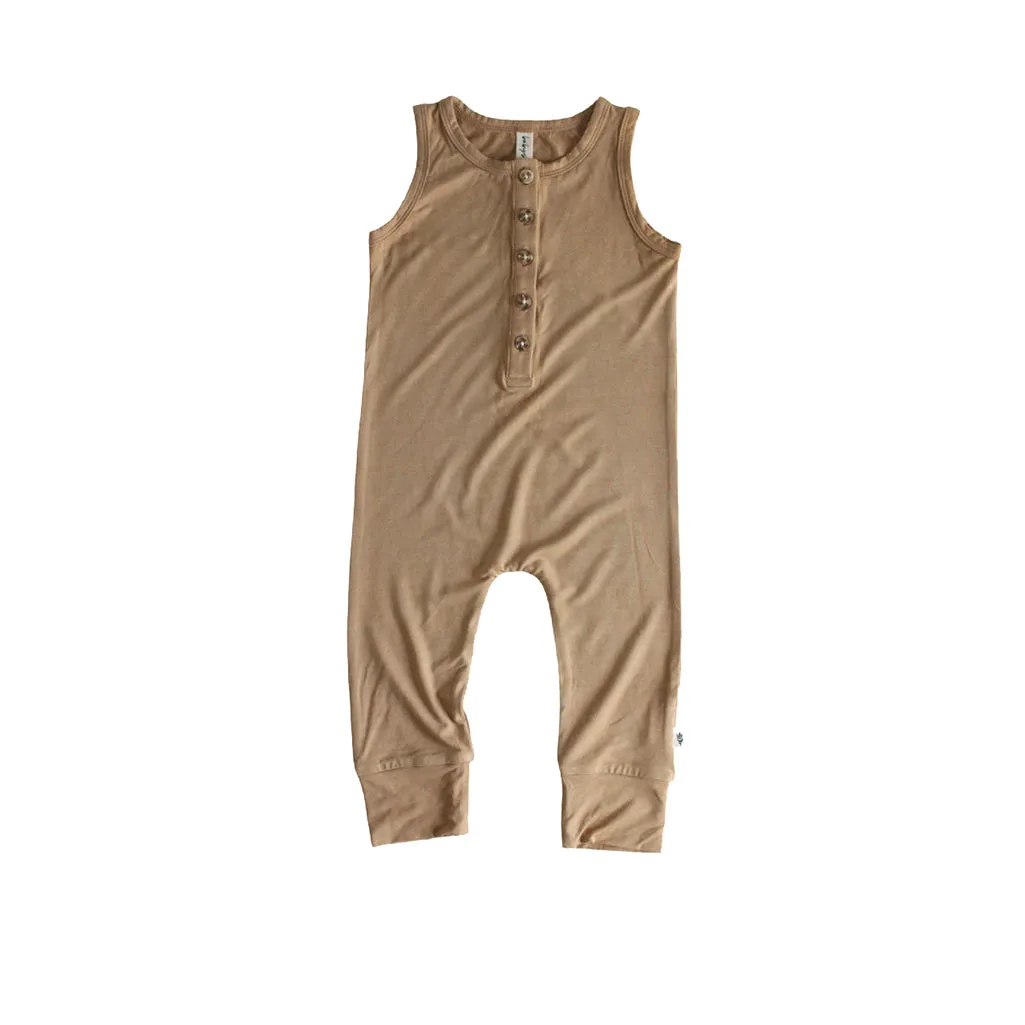 Henley Tank Romper | Camel