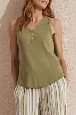 Henley Tank Top with Buttons