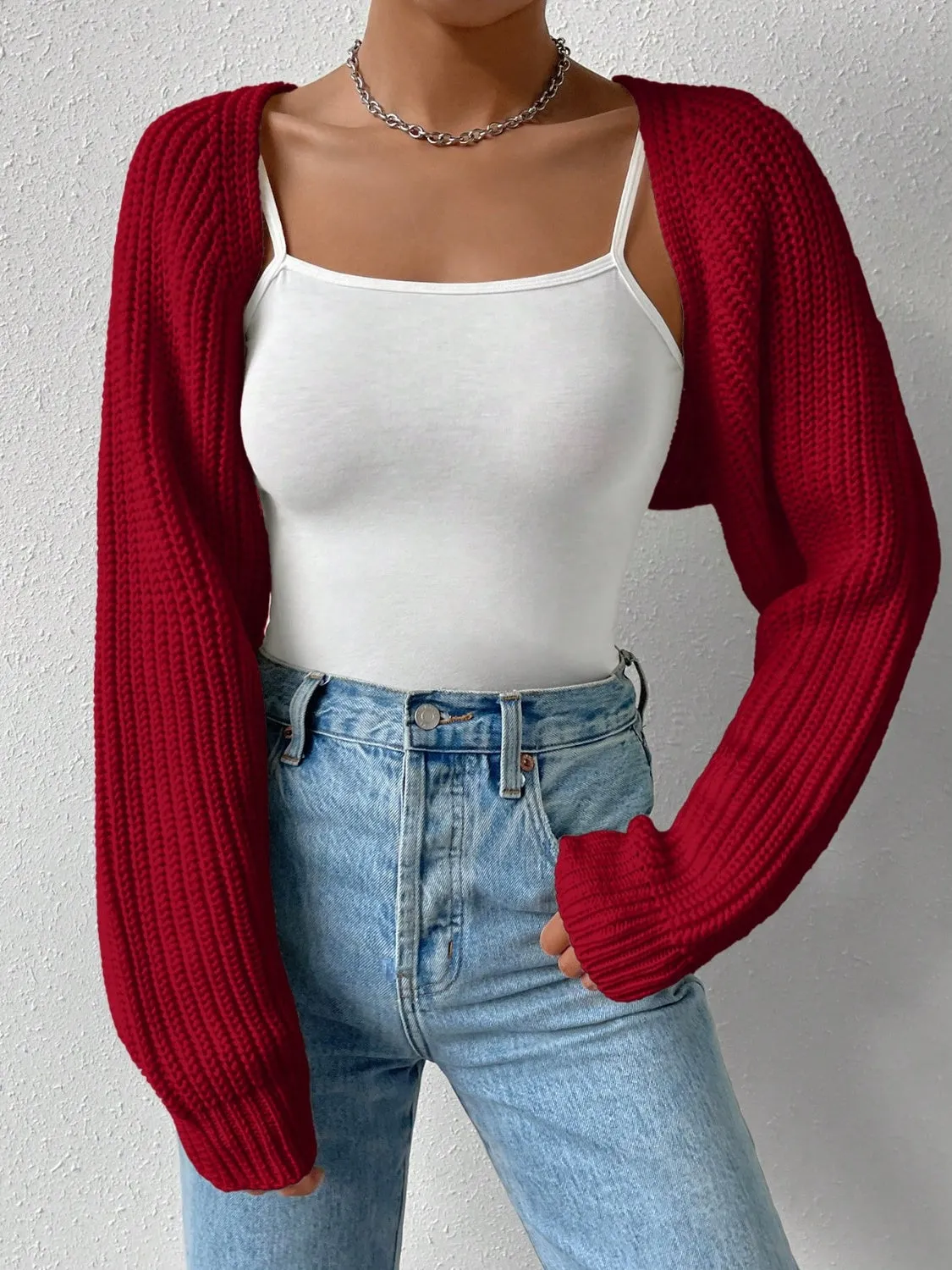 Honey Open Front Long Sleeve Cropped Cardigan