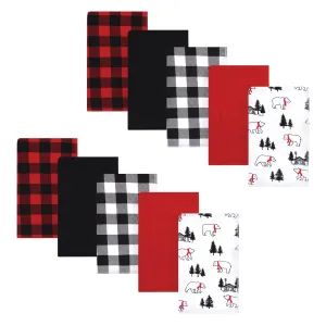 Hudson Baby Cotton Flannel Burp Cloths, Buffalo Plaid Bear