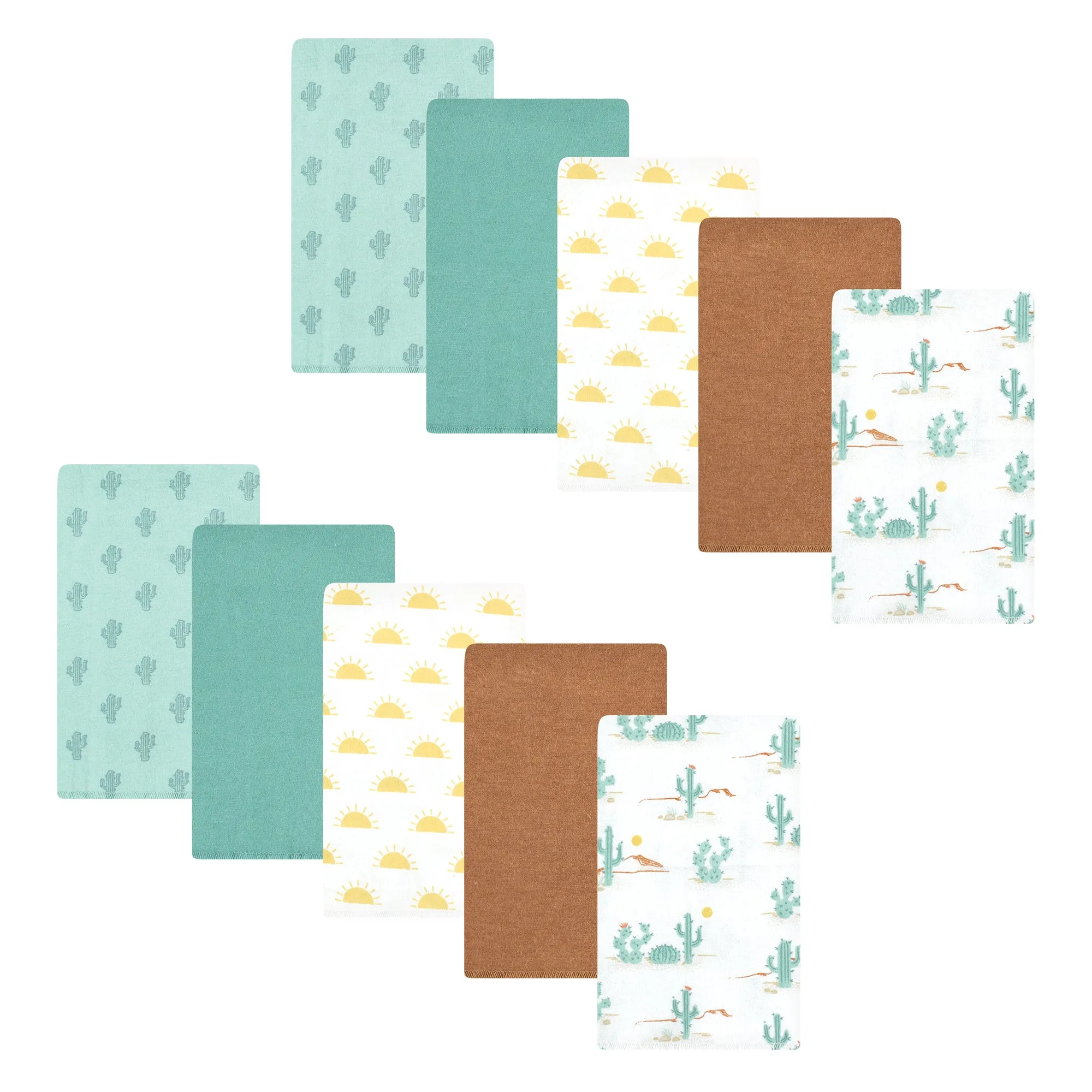 Hudson Baby Cotton Flannel Burp Cloths, Desert Cactus 10-Pack