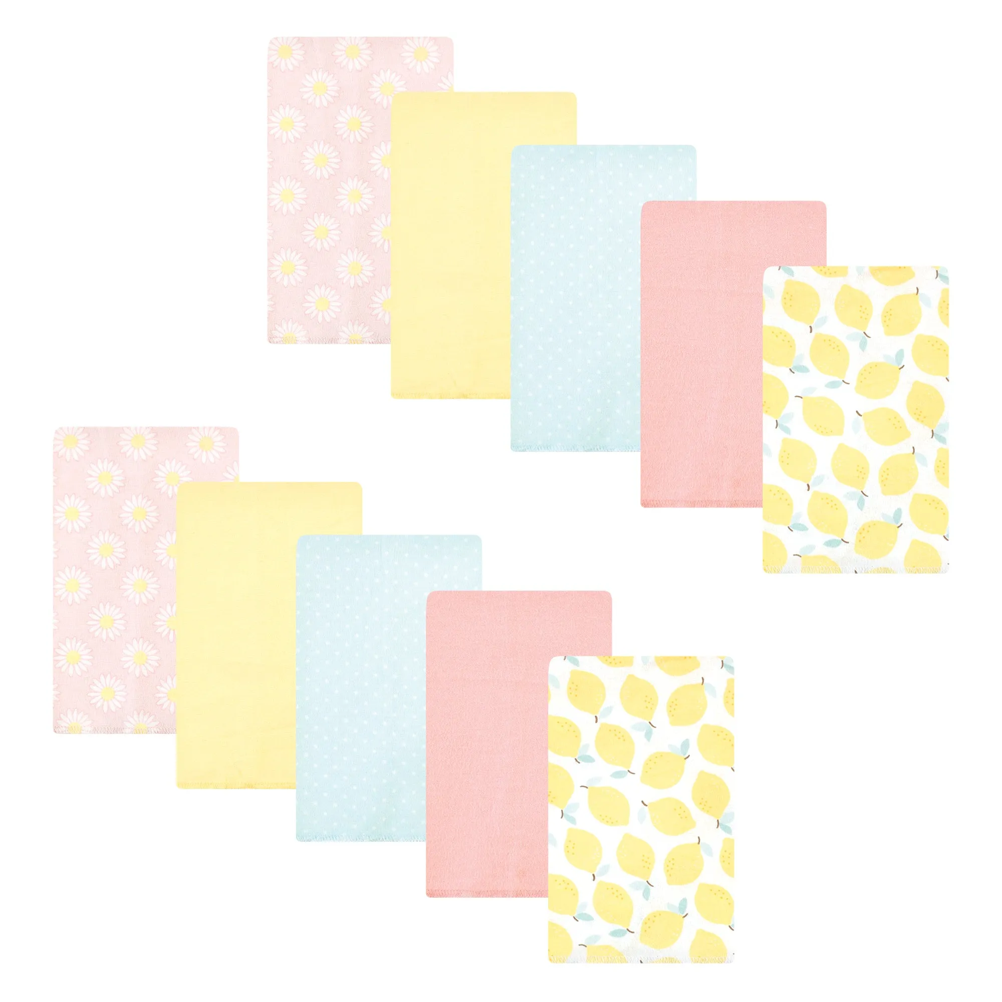 Hudson Baby Cotton Flannel Burp Cloths, Lemon Daisy 10 Pack