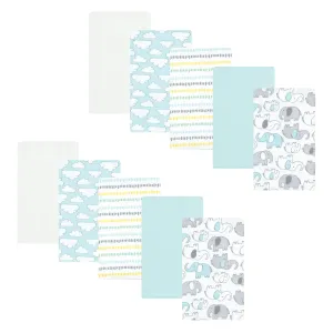 Hudson Baby Cotton Flannel Burp Cloths, Neutral New Elephant 10-Pack