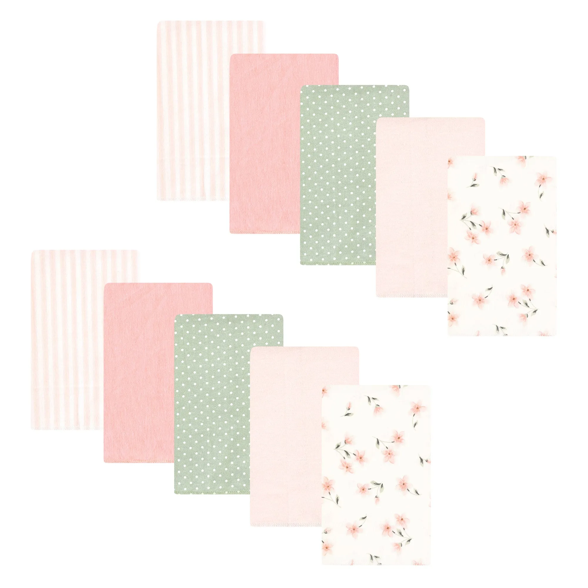 Hudson Baby Cotton Flannel Burp Cloths, Pink Dainty Floral 10 Pack