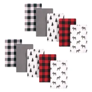 Hudson Baby Cotton Flannel Burp Cloths, Plaid Moose