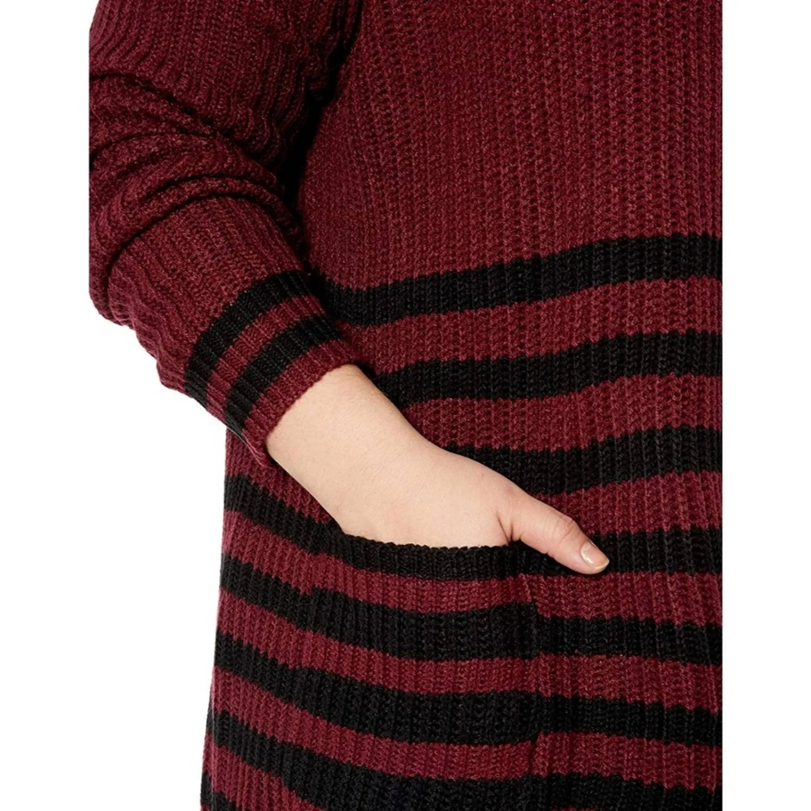 Jason Maxwell Striped Cardigan Deep Wine