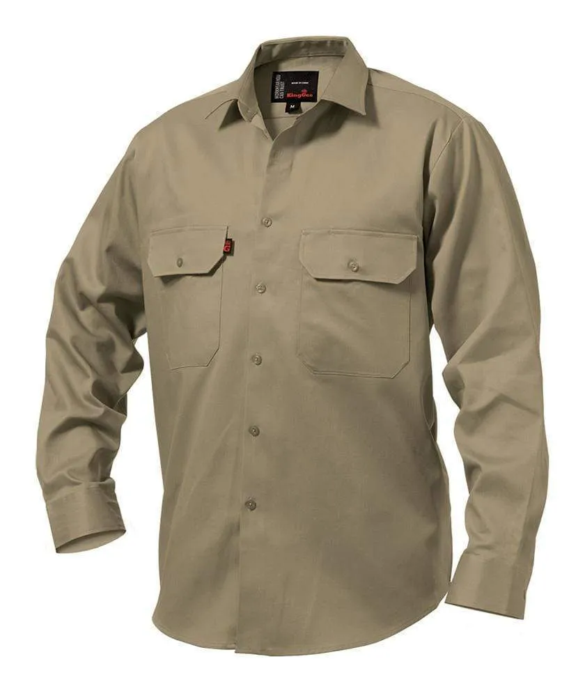 KingGee Open Front Long Sleeve Drill Work Shirt K04010