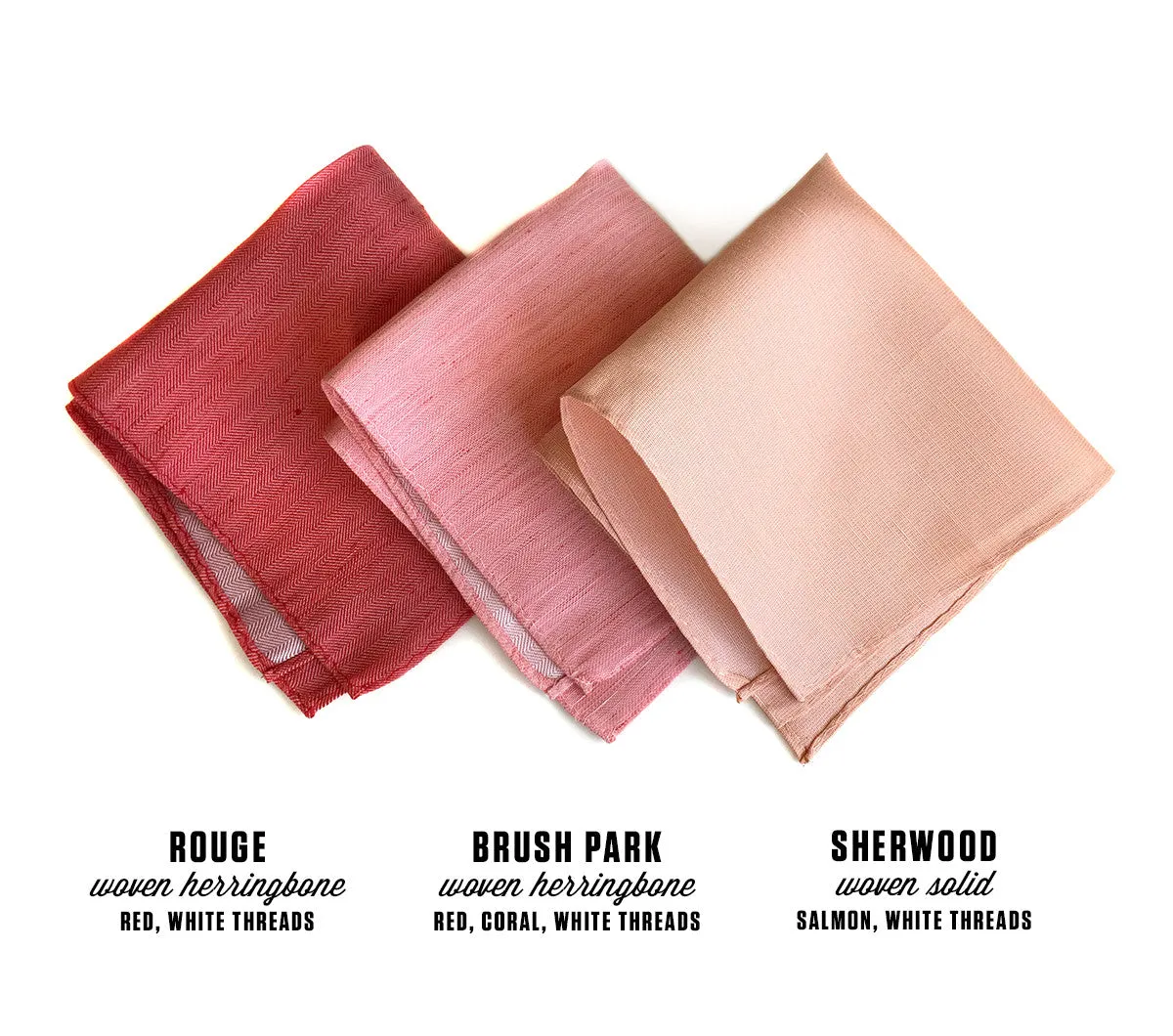 Light Coral Linen Pocket Square. Solid Salmon, Sherwood