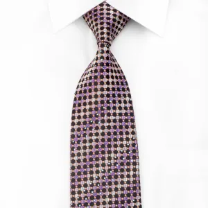 Perry Ellis Men's Crystal Silk Necktie Purple Orange Dots On Black