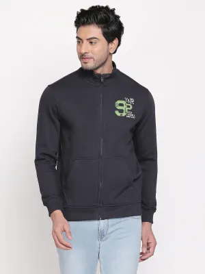 Spykar Navy Solid Slim Fit Sweatshirt For Men