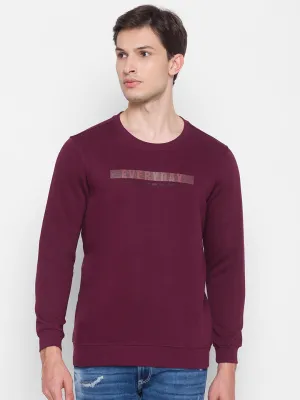 Spykar Red Cotton Sweatshirt For Men