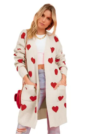 TEEK - Heart Open Front Cardigan with Pockets