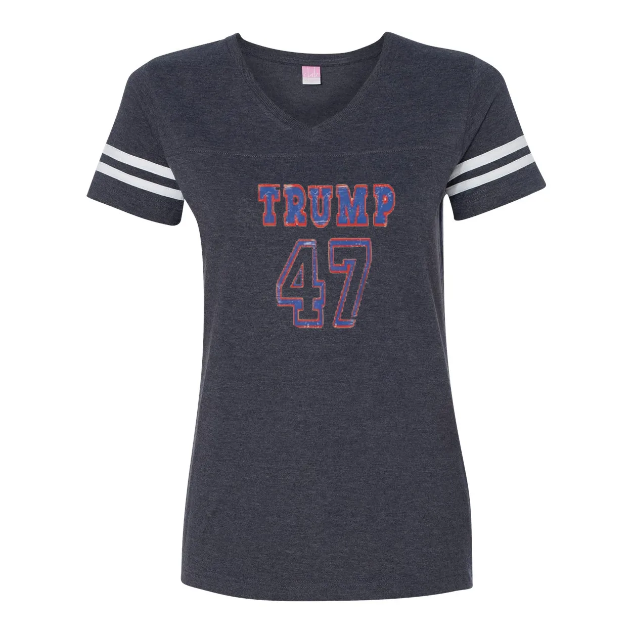 Trump 47 Double Side Printed Women's Football V-Neck T-Shirt