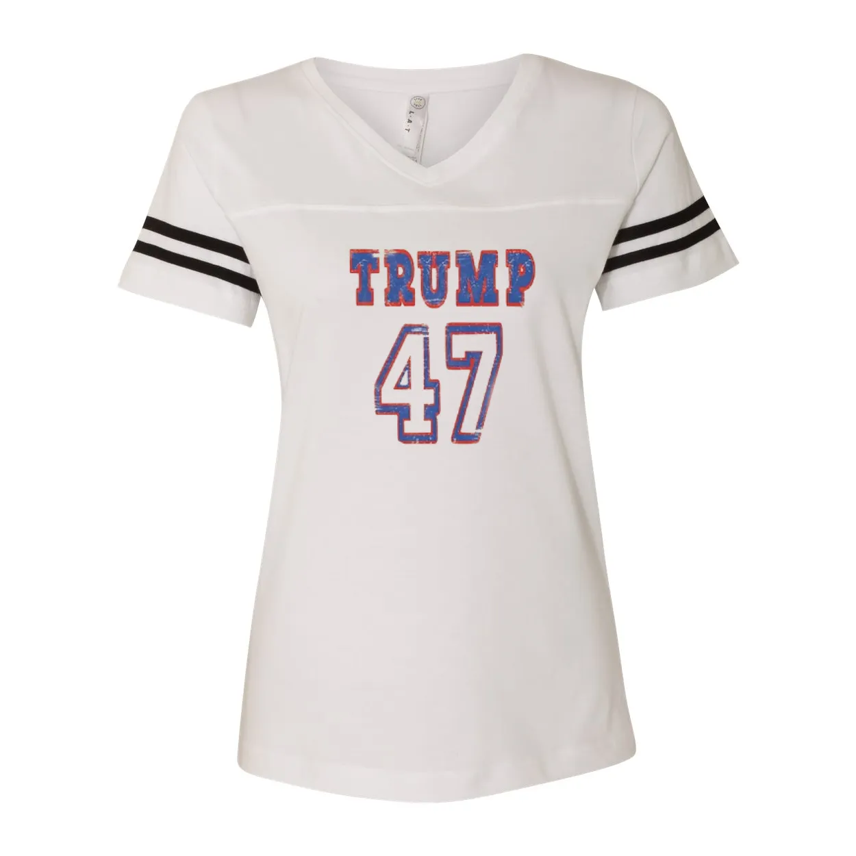 Trump 47 Double Side Printed Women's Football V-Neck T-Shirt