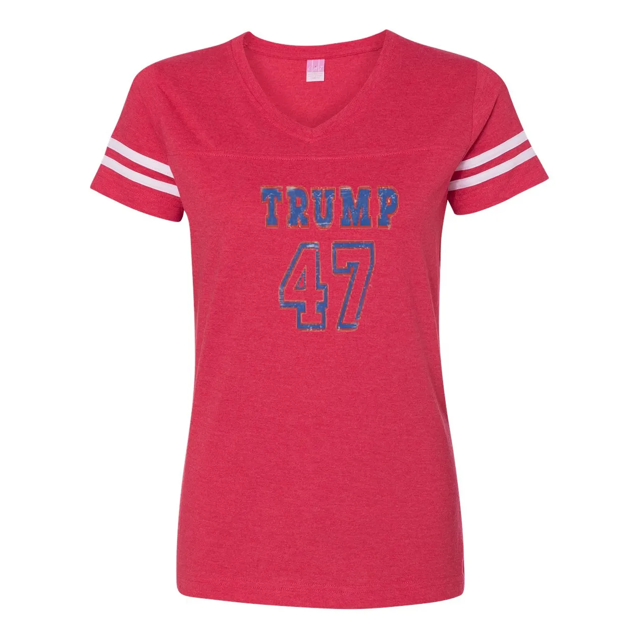 Trump 47 Double Side Printed Women's Football V-Neck T-Shirt