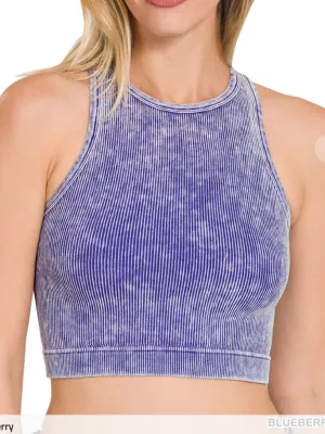 Washed Ribbed High-Rise Tank