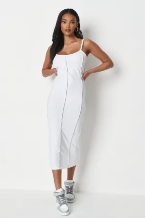 white jersey strappy midaxi dress