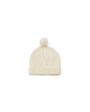 Winter Cable Knit Hat in Creme