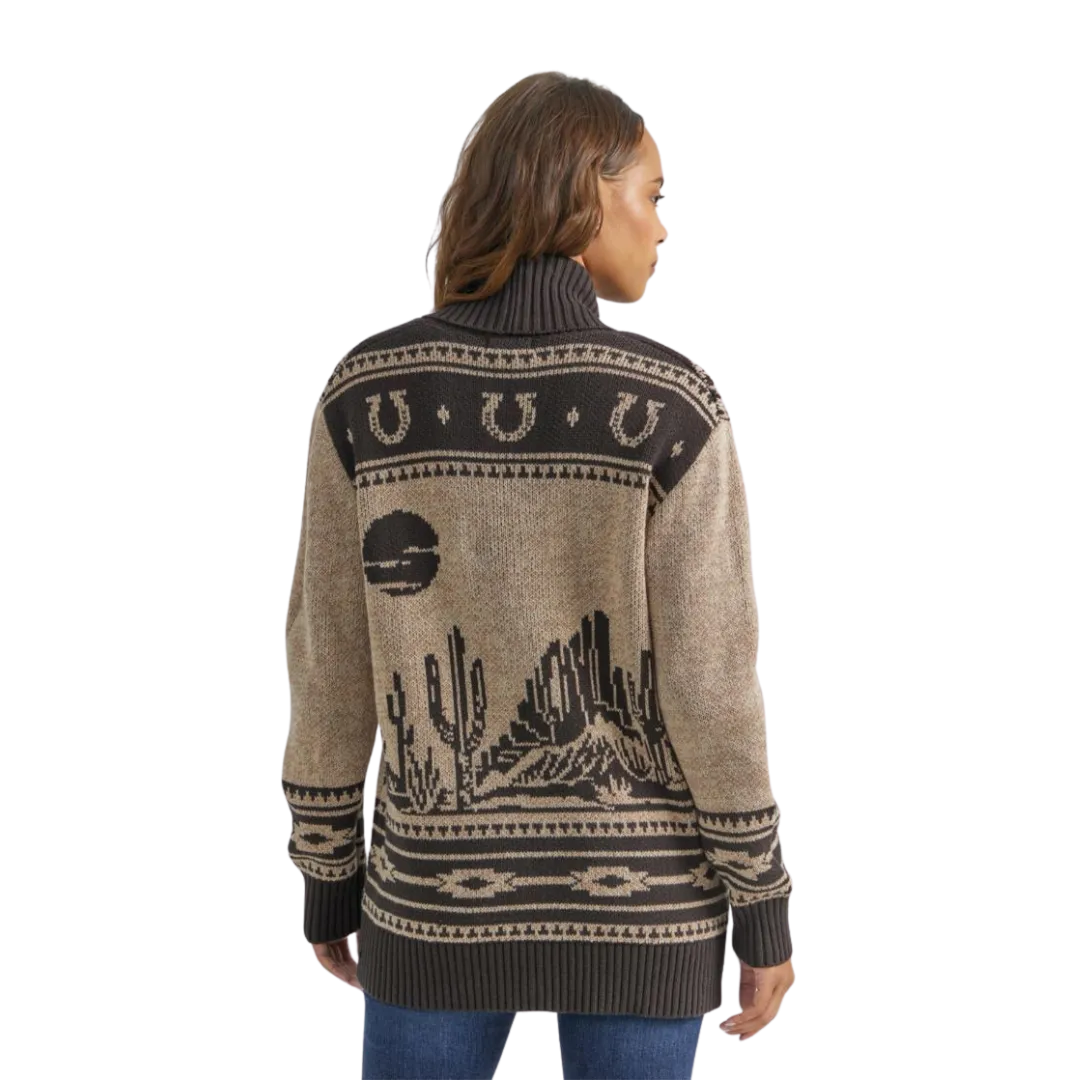 Womens Desert Chocolate Knit Cardigan for Wrangler